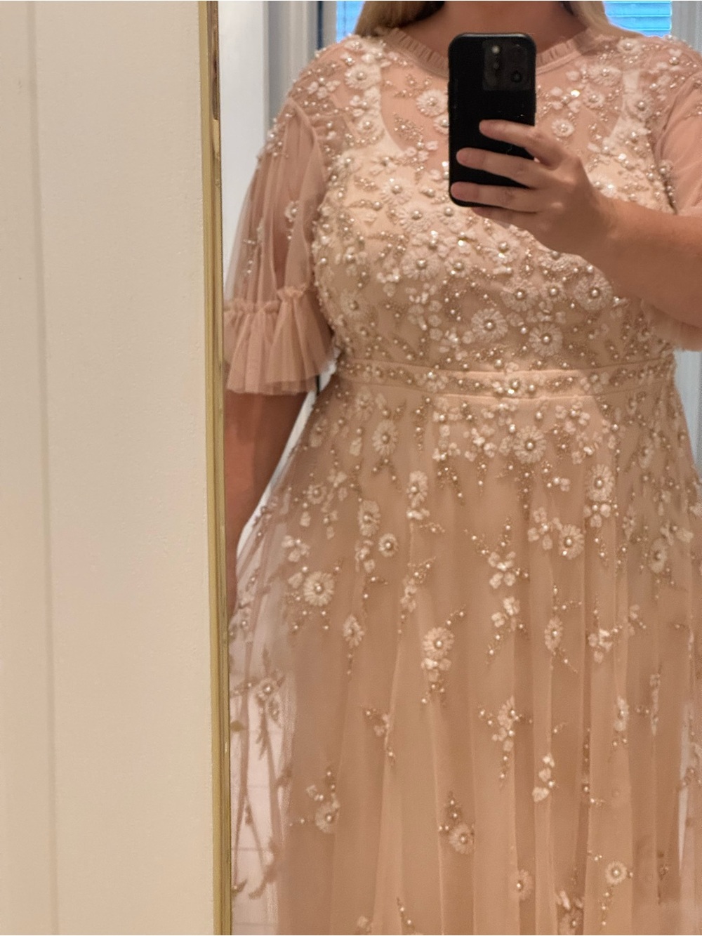 Mac Duggal Blush Pink Embellished Tulle Maxi Dress - Picture 11 of 16